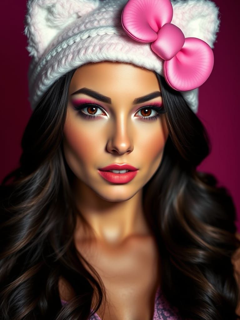 Megan Fox as Hello Kitty Hyperrealistic Portrait