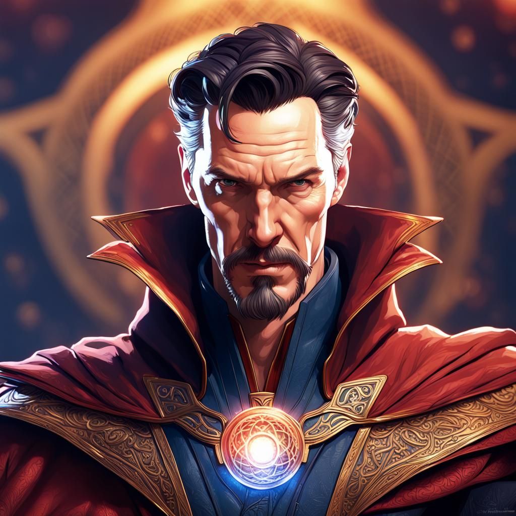 Doctor Strange Portrait in Hyperdetailed Digital Art
