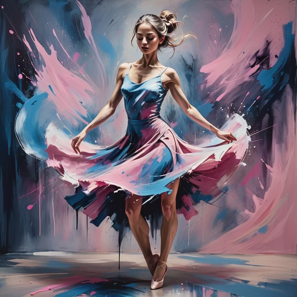 Elegant Dancer in Motion: Abstract Expressionist Painting