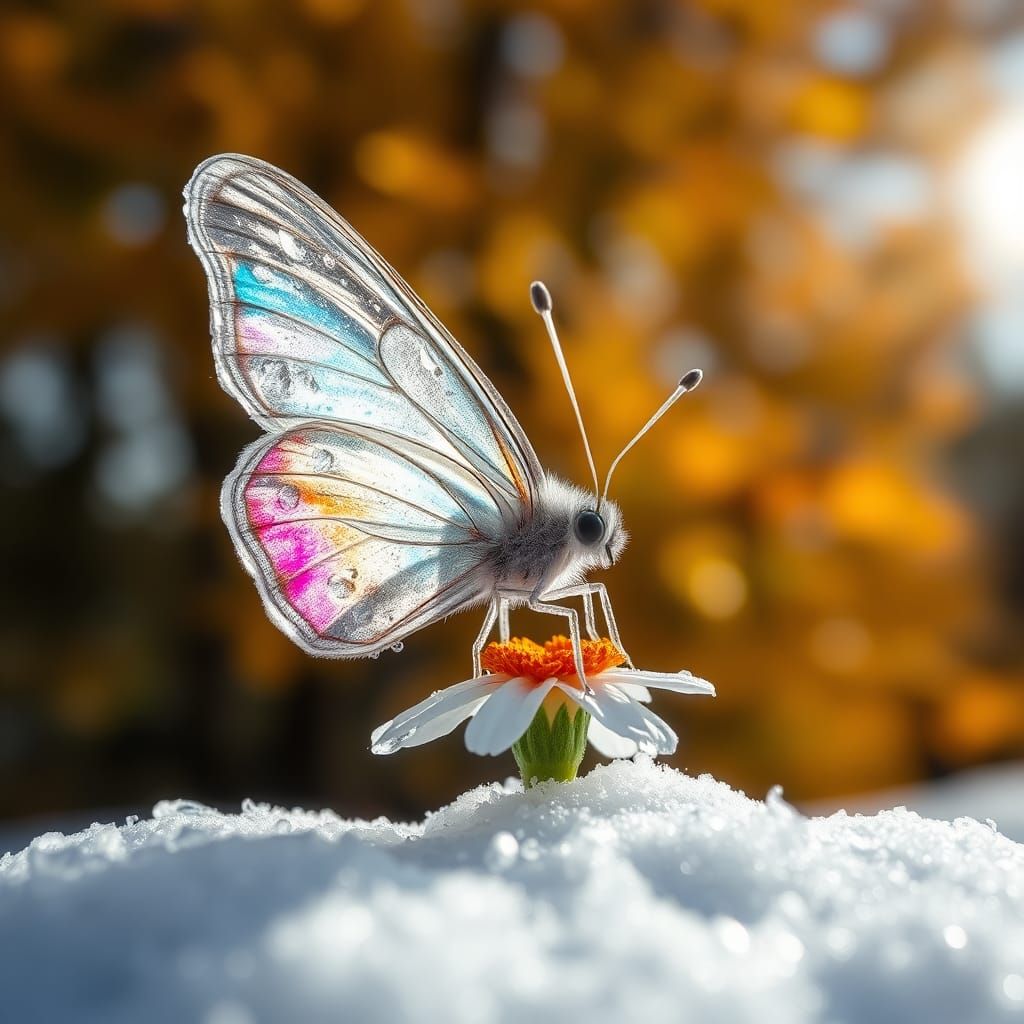 Iced Butterfly Macro Photograph with Crystal Details