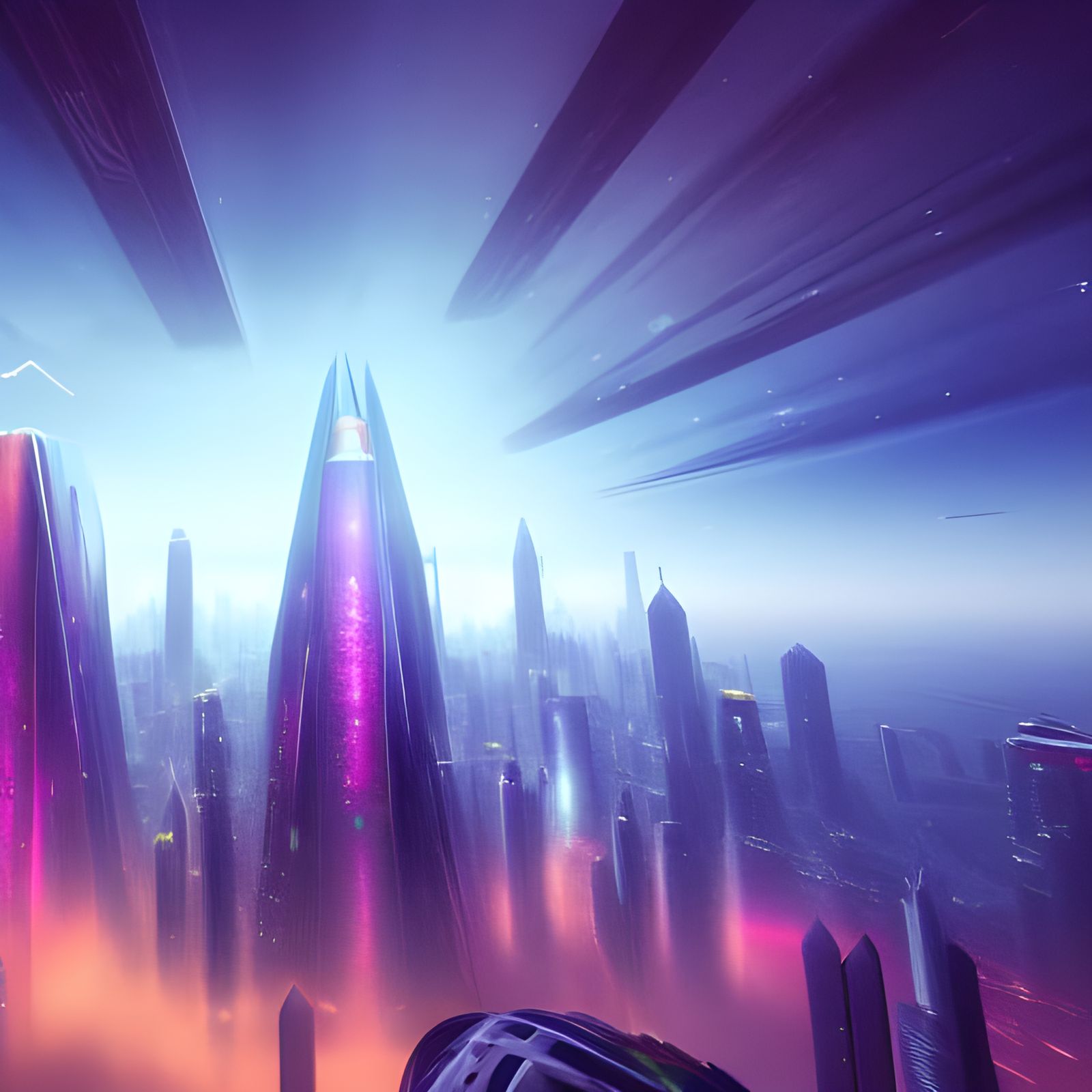 Skyscrapers in Space: Fantastical Digital Painting