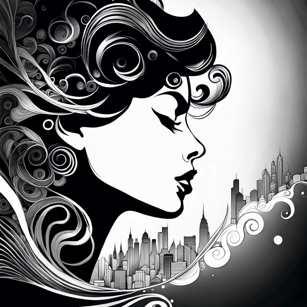 Smoky Silhouette of a Girl in Cyberpunk Style