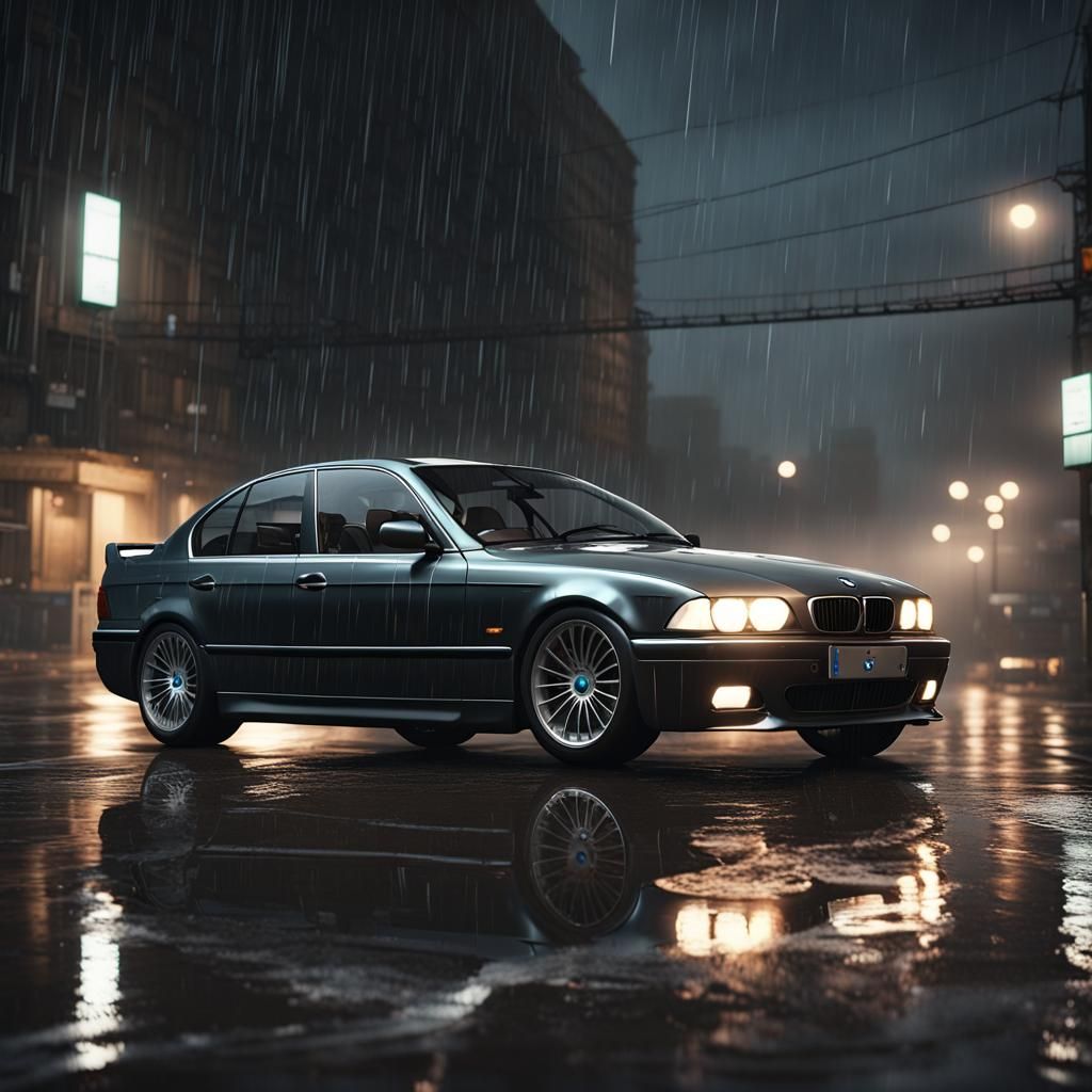 BMW E39 in Stormy City, Ultra Realistic Render
