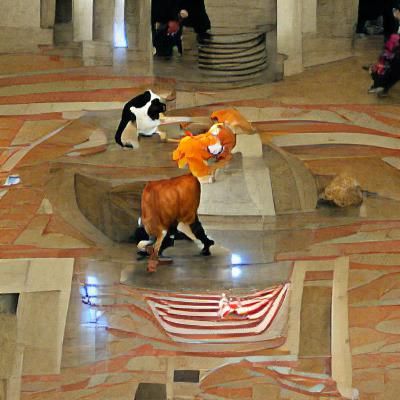 Cat Versus Cow in Capital Rotunda Showdown