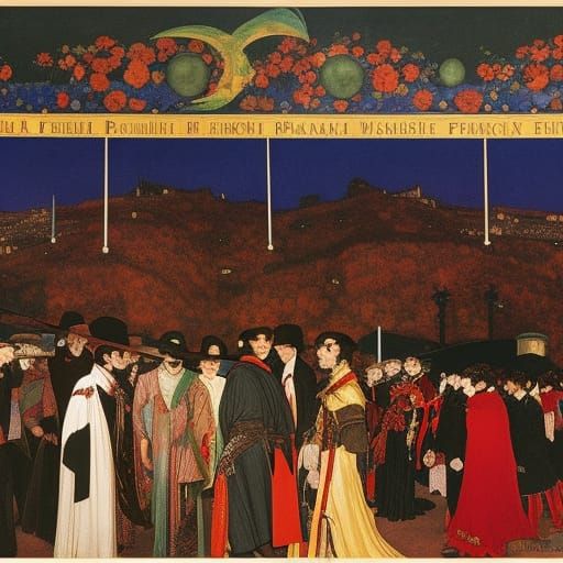 Vampire Lords' Peace Meeting in Pre-Raphaelite Style