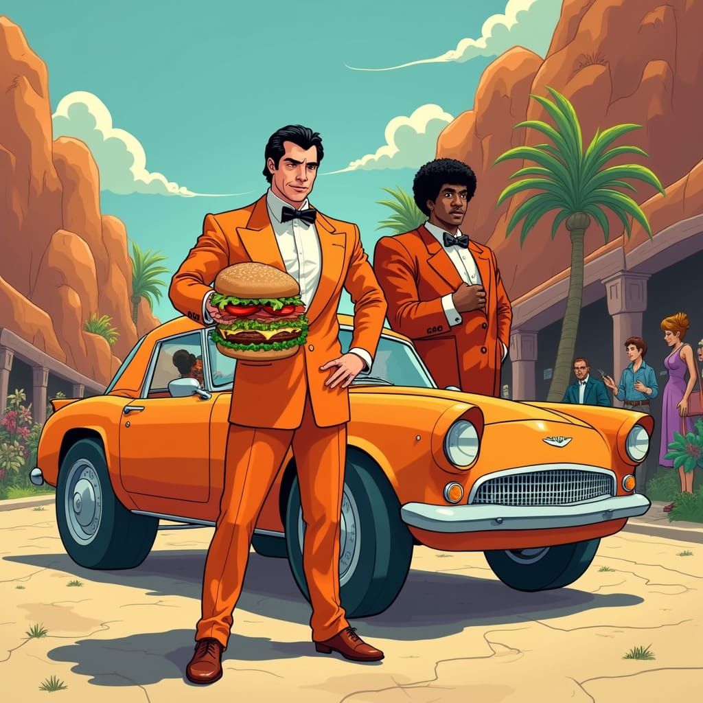 Vincent Vega and Jules Winnfield in Bedrock Tuxedos