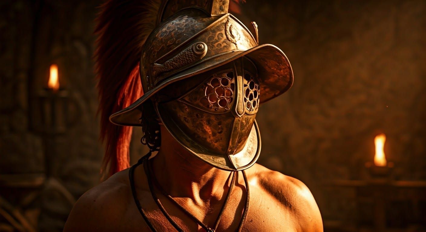 Spartacus, Ancient Thrace, 73 BC, Photorealistic Murmillo Gl...