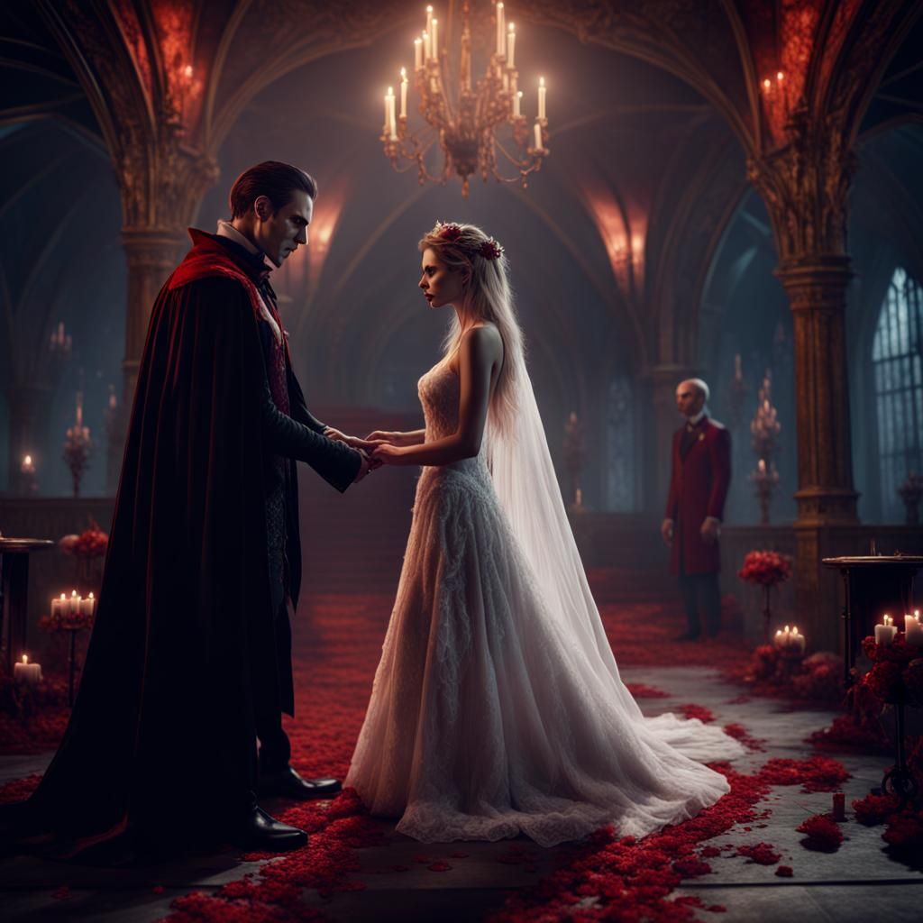Vampire Wedding: Eternal Transformation in a Matte Painting