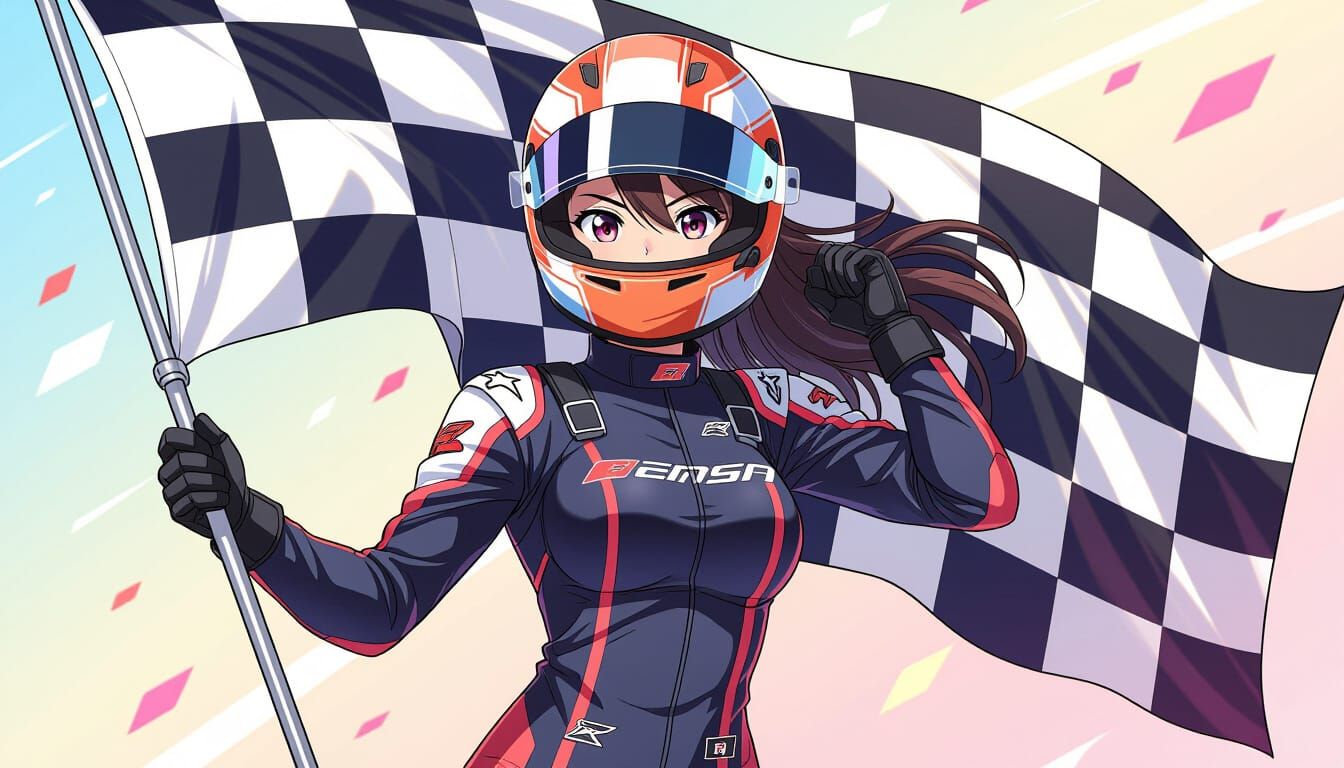 Anime Race Queen in Manga Key Visual Style