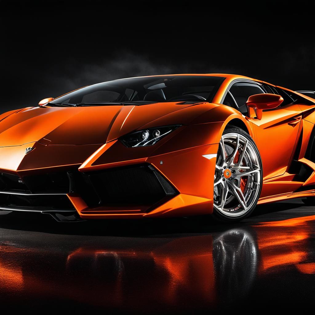 Orange Lamborghini Revuelto with Neon Lights