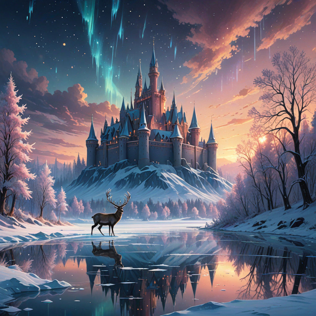 Ethereal Winter Wonderland in Vibrant Colors