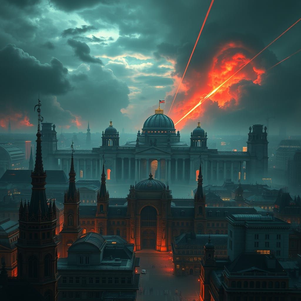 Gothic Metropolis Under Nazi Rule in a Dystopian Future