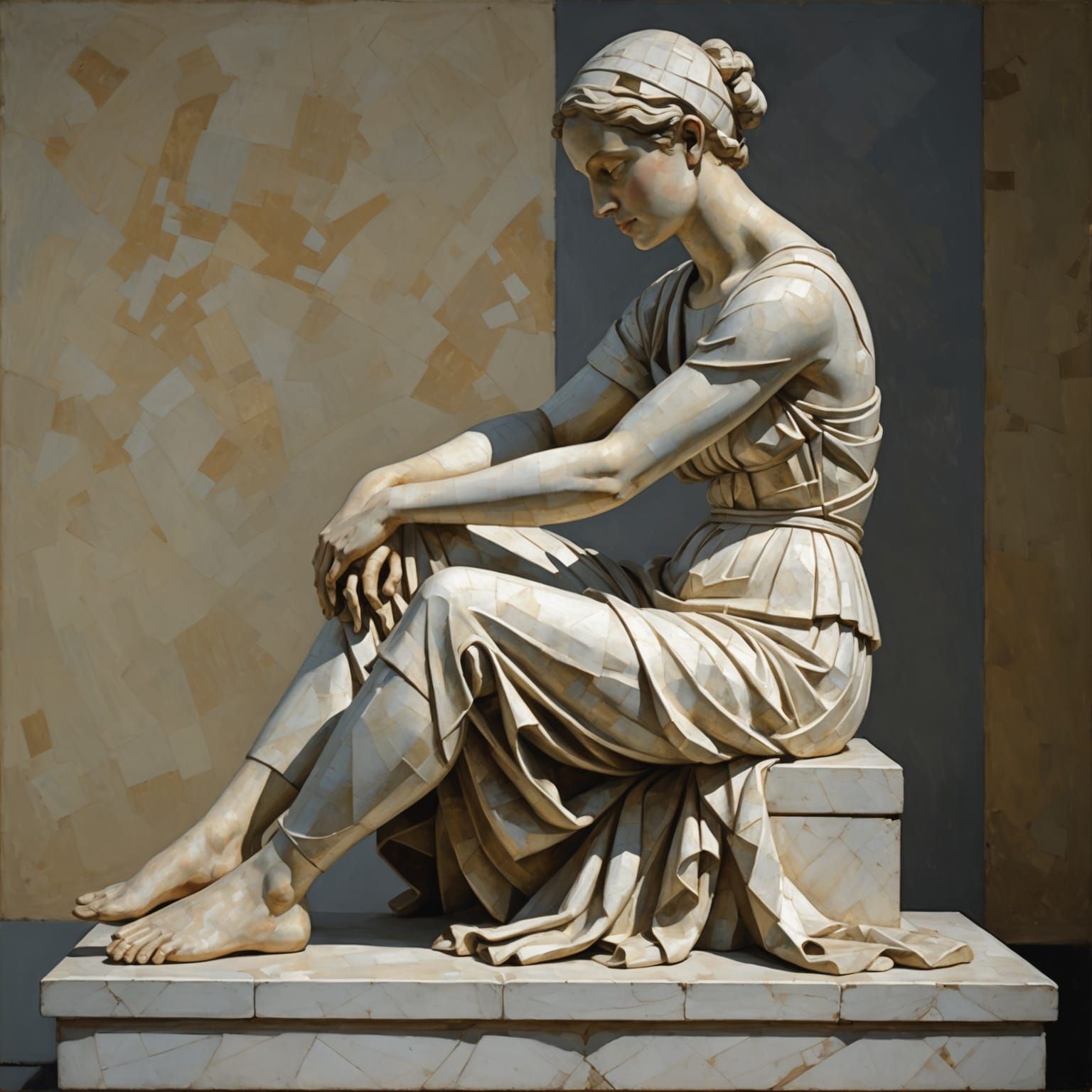 Cubist Impressionist Female Figure in Classical Pose