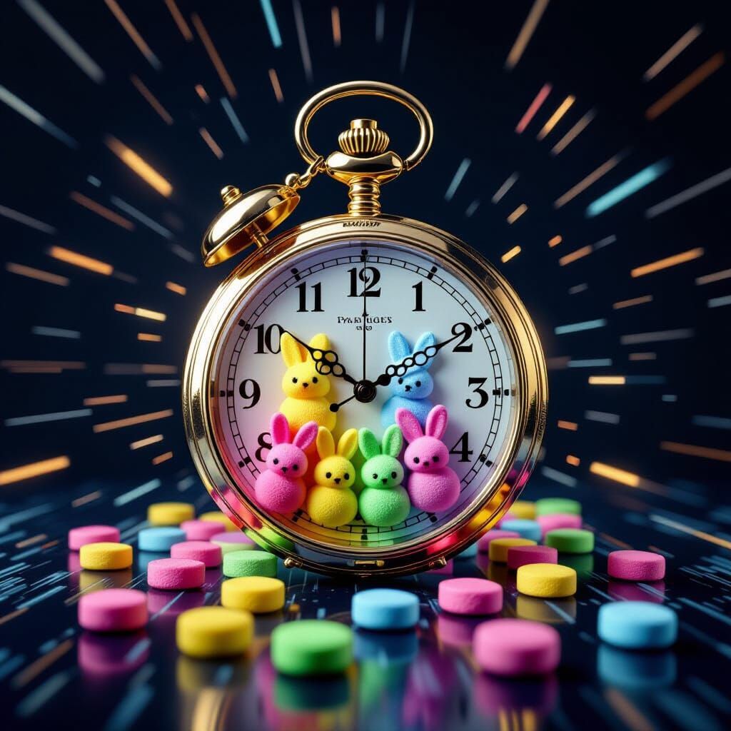 Antique Pocket Watch with Peeps in Abstract Space