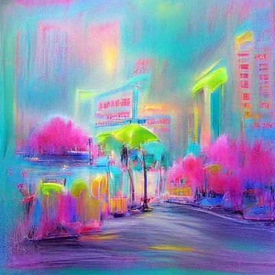 Abstract Neon Pastel Impressionism