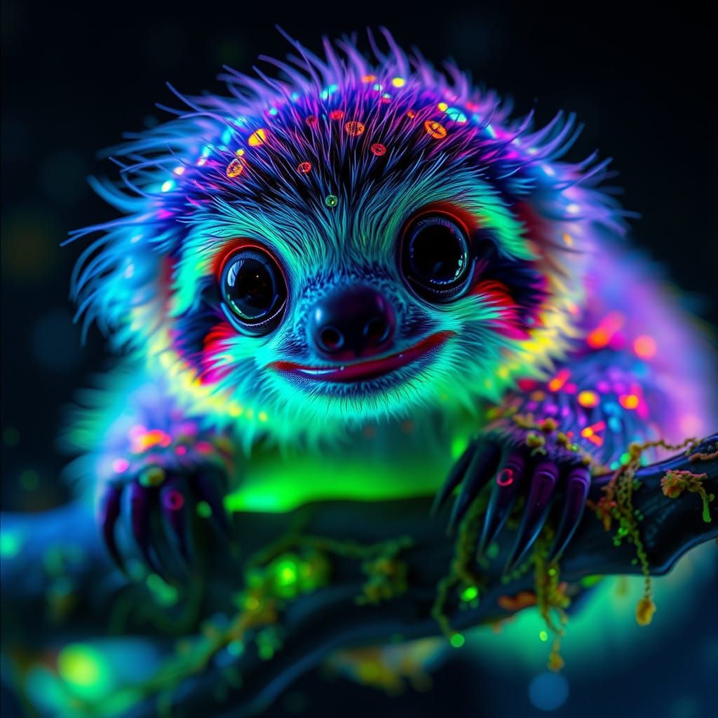 Ultraviolet Opal Sloth Portrait in Sci-Fi Style