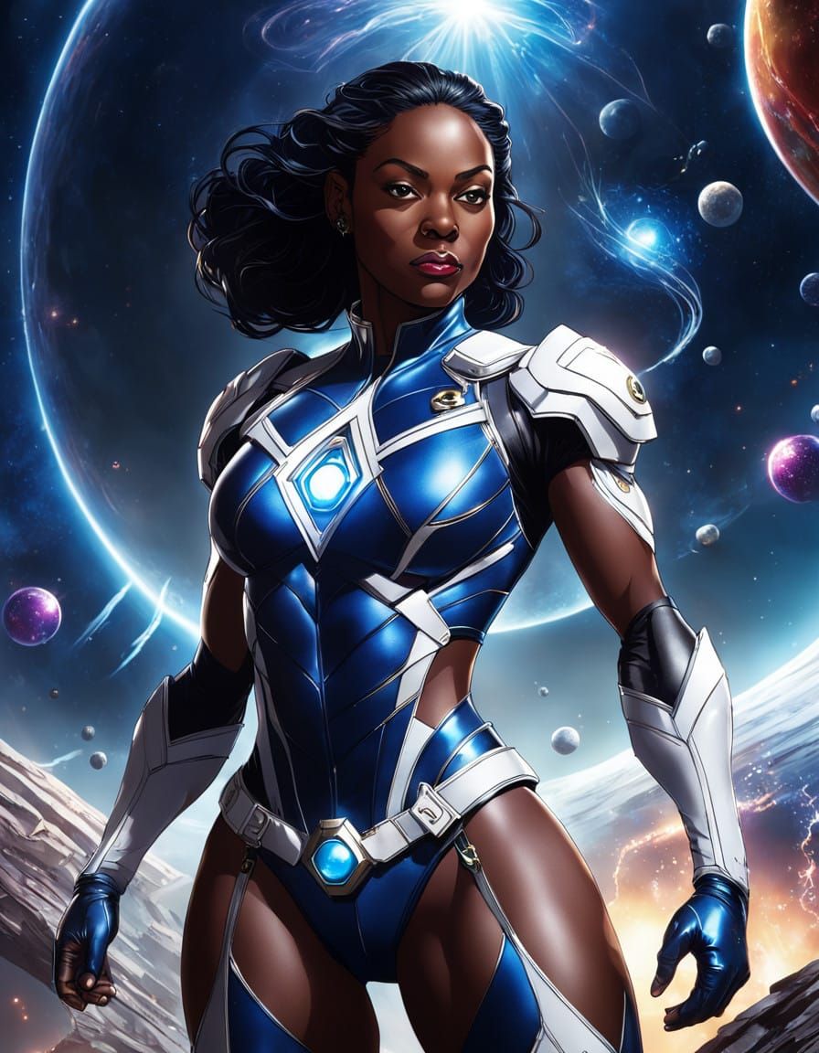 Intricate Cosmic Champion: Superheroine Guardian of the Univ...