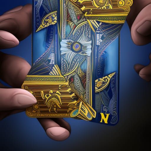 Detailed Matte Painting of Hand Holding Cards