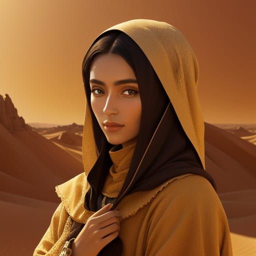 Desert Oasis Portrait in Oil Painting Style