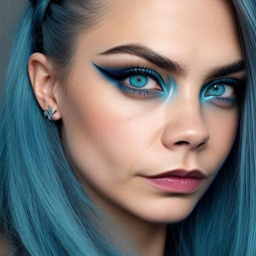 Dramatic Close-Up Portrait with Turquoise Makeup