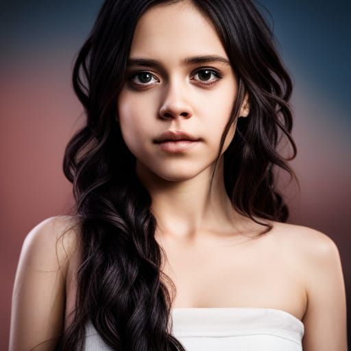 Jenna Ortega im weißen Kleid mit geflächtetem Zopf