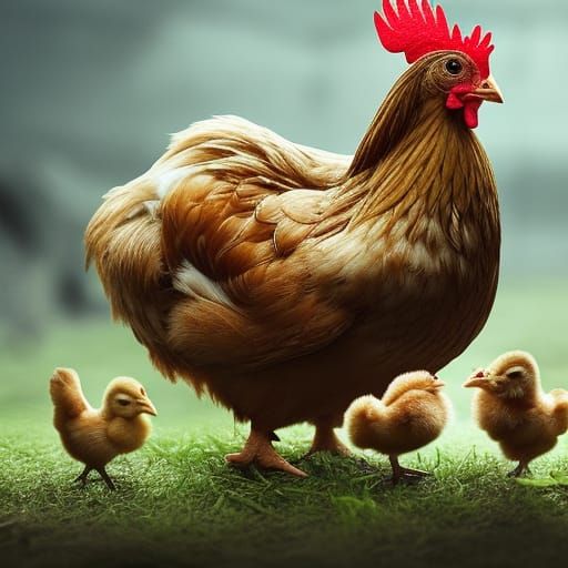 Ginger Hen and Chicks: Digital Matte Painting