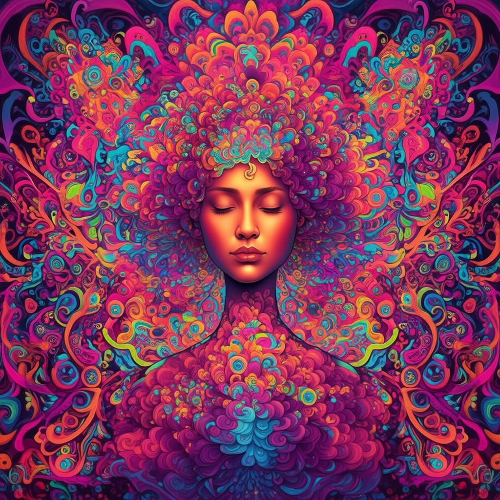 Psychedelic Fractal Self Portrait in Neon 3D