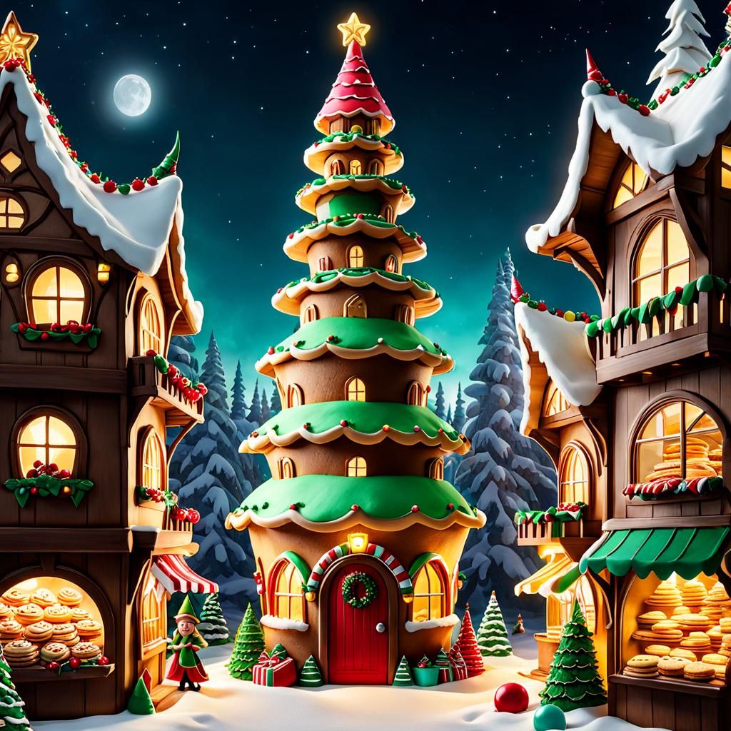 Colossal Christmas Cookie Towers in Elven Bakery