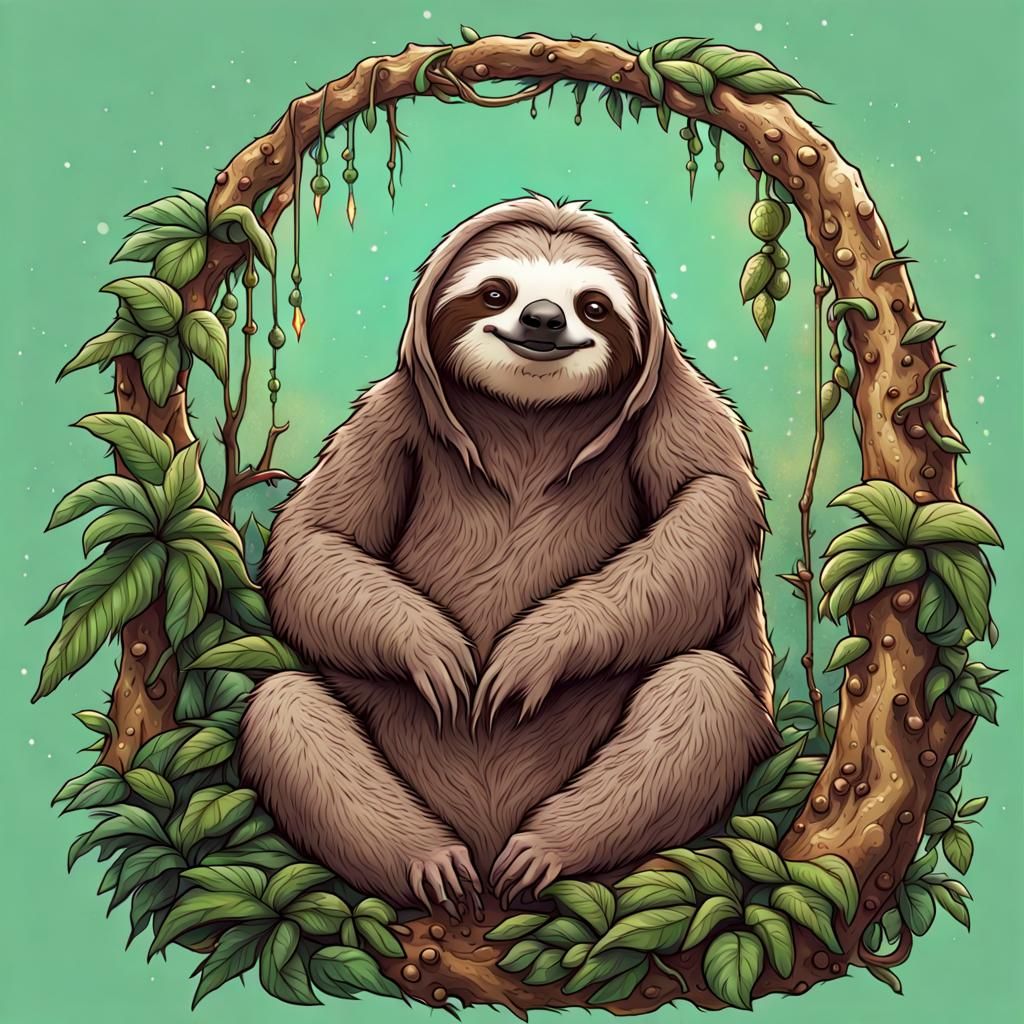 Chillcore Sloth in Naturalcore Environment