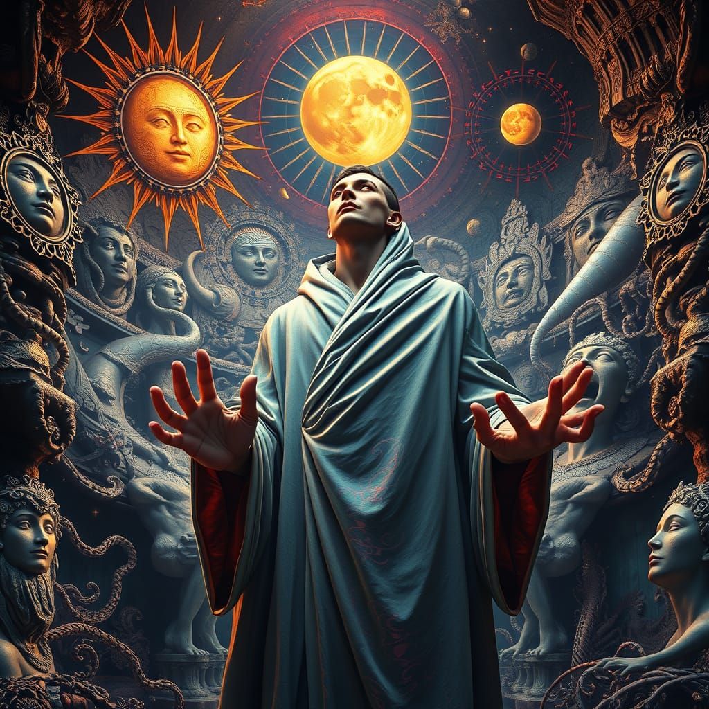 Male Figure Emerges from Formlessness in Dreamlike Render