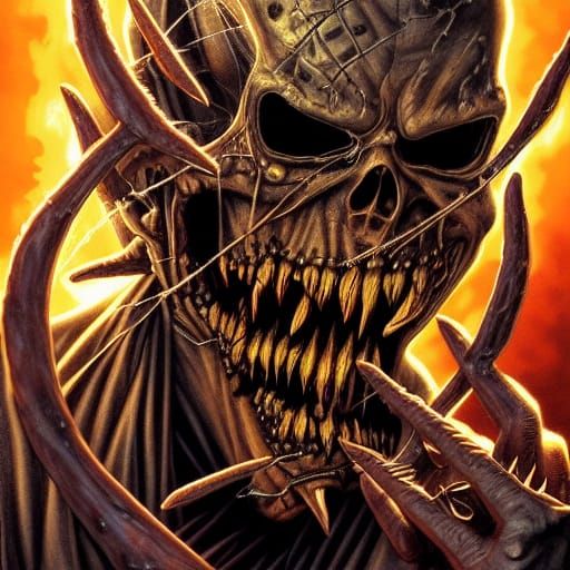 Heavy Metal Zombie Guitar Solo in Comic Book Art