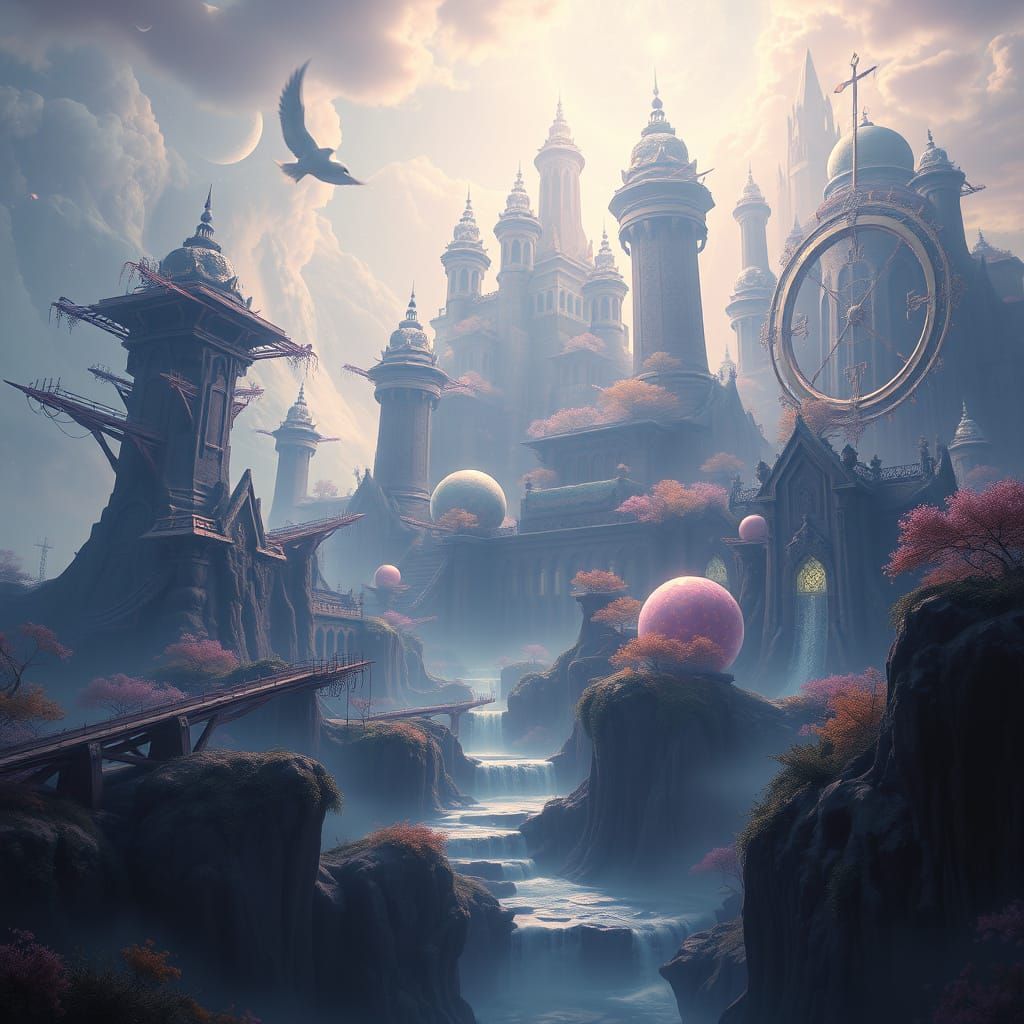 Ethereal Dreamscape in Vibrant Celestial Colors