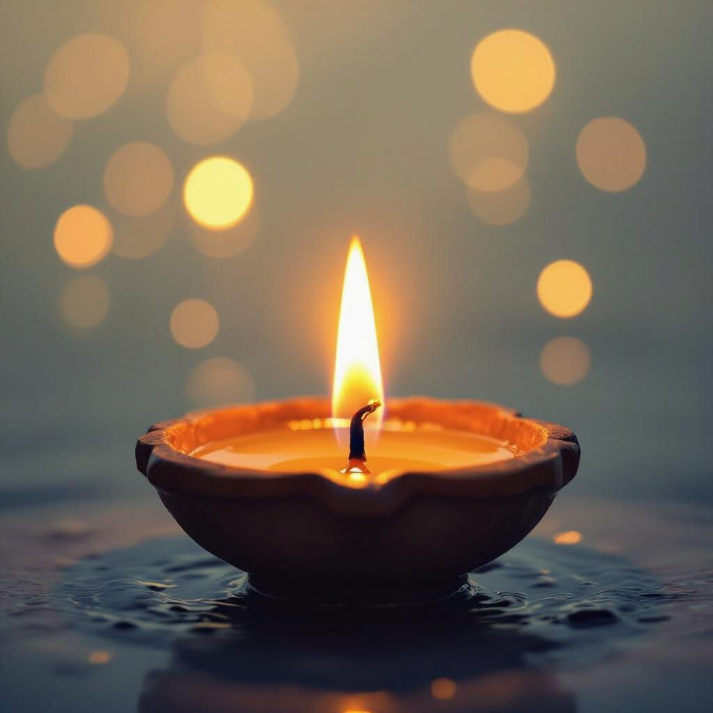 Minimalist Diya Flame Ethereal Glow Impressionistic Style