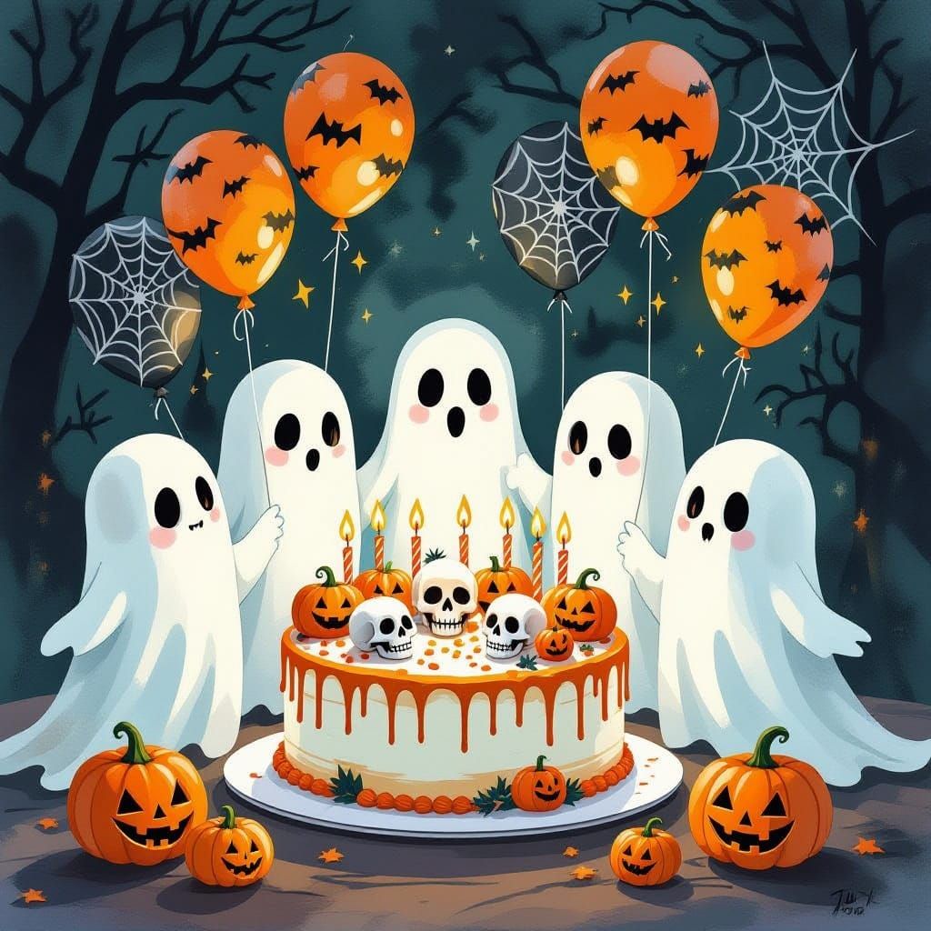 Ghostly Birthday Celebration with Halloween Cake
