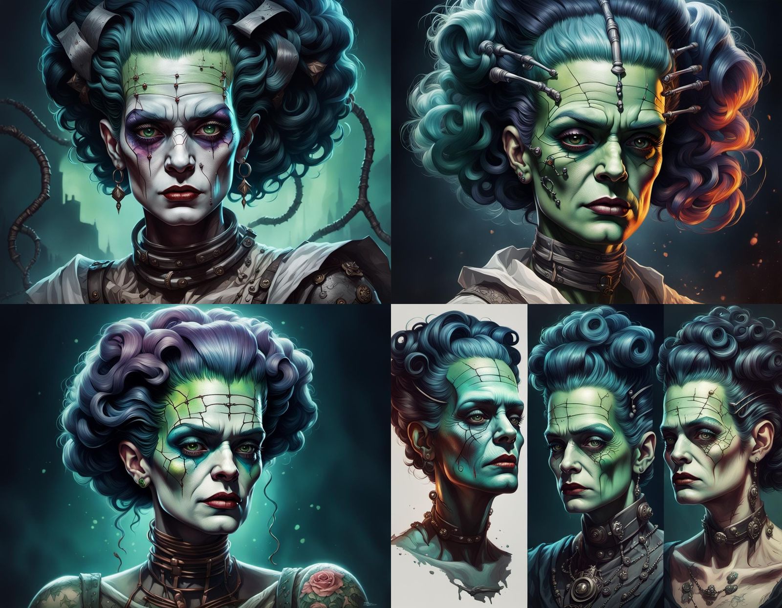 Bride of Frankenstein Tattoo Design in Artgerm Style
