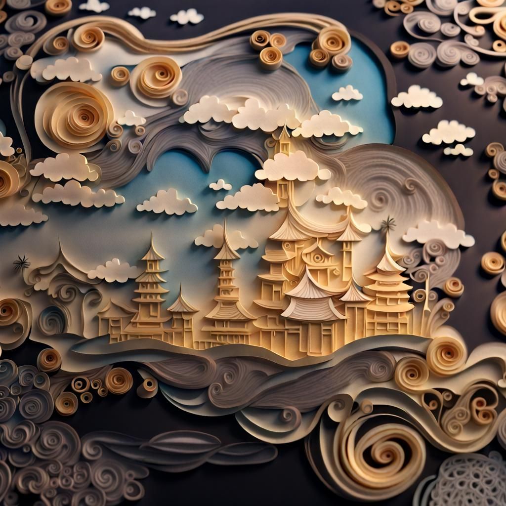 City in the Clouds: Baroque Fractal Zentangle