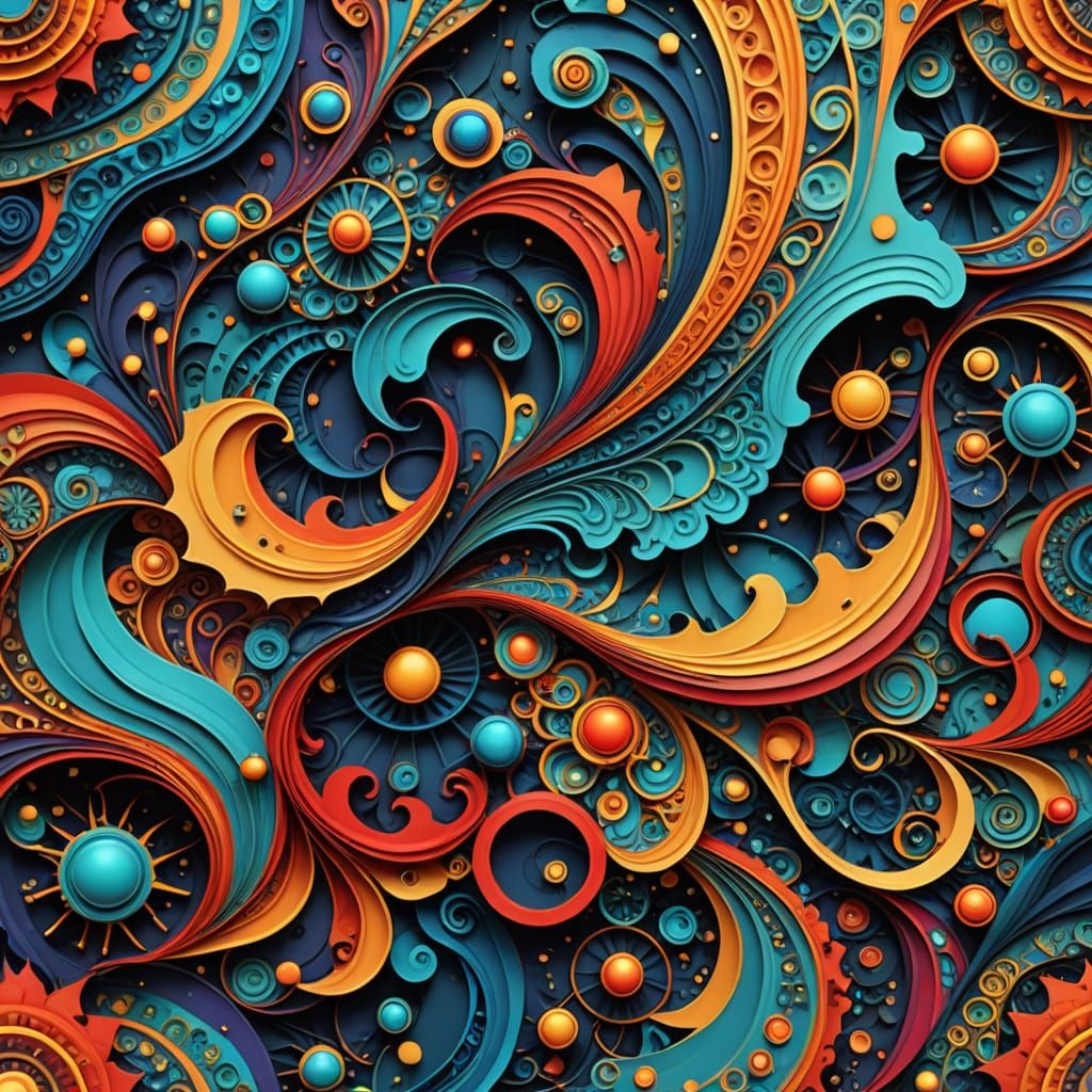 Abstract Cosmic Mosaic in Polychromatic Hues