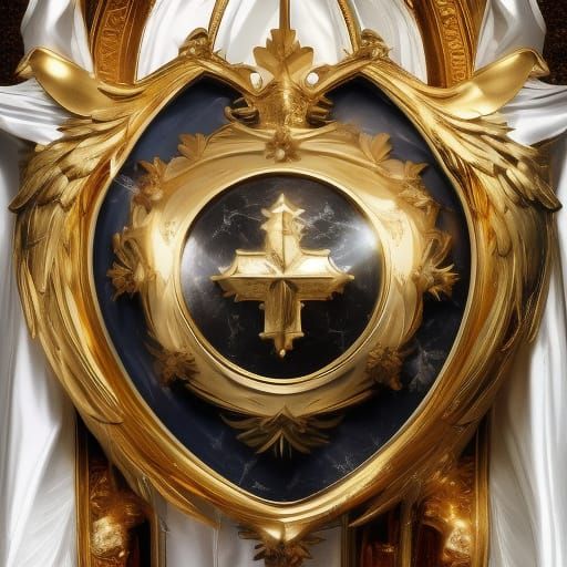 The gold shield of King Arthur, upon which is emblazoned an ...