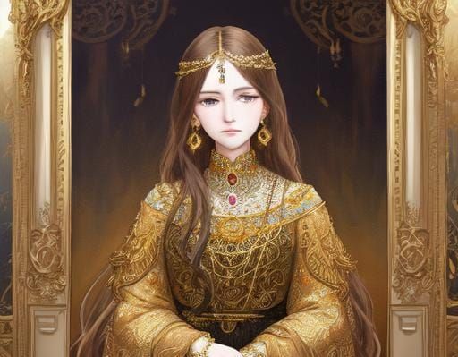 Detailed Portrait of Woman with Jewelry in Artistic Style