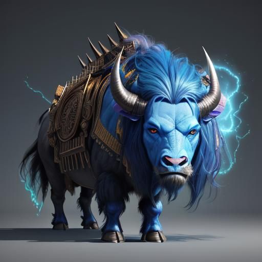 Metallic Buffalo King in 3D Digital Art