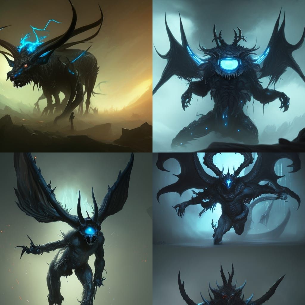 Hyperdetailed Demon with Glowing Eyes in Dark Fantasy Style