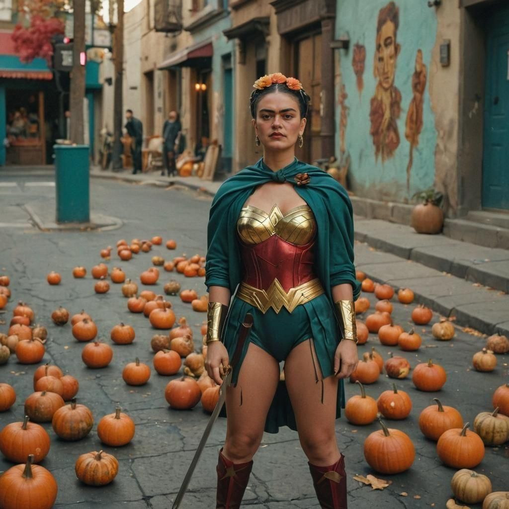 Frida Kahlo as Wonder Woman: Cinematic Street Art