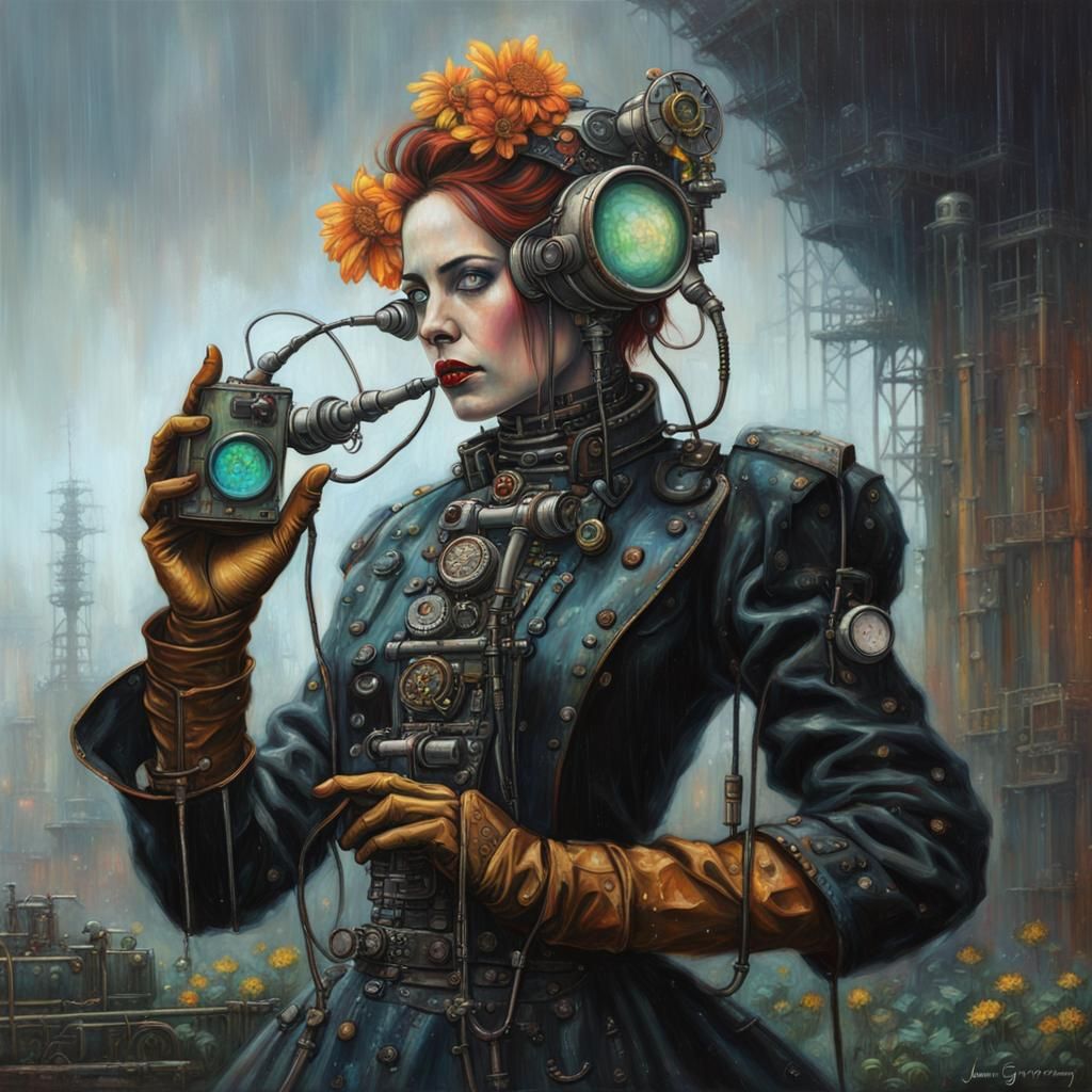 Steampunk Model with Oscilloscope in Gurney Style
