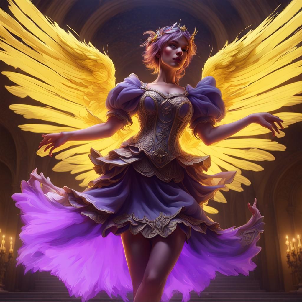 Dancing Angel Girl in Dark Fantasy Style