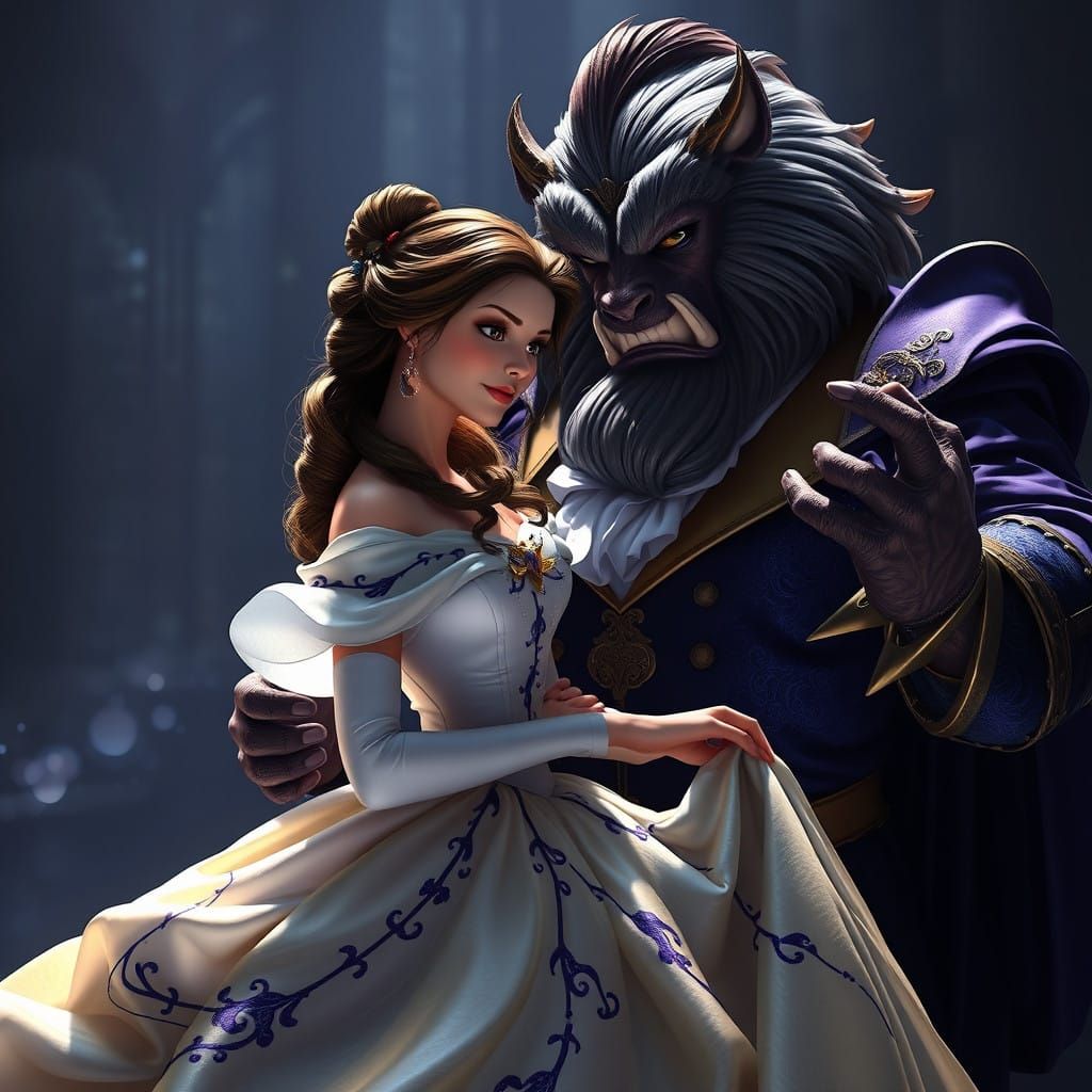 Dark Fantasy Couple in Elegant, Intricately Detailed Art