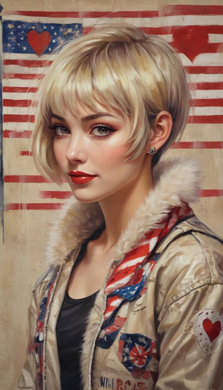 Patriotic Portrait in Pop Art Style