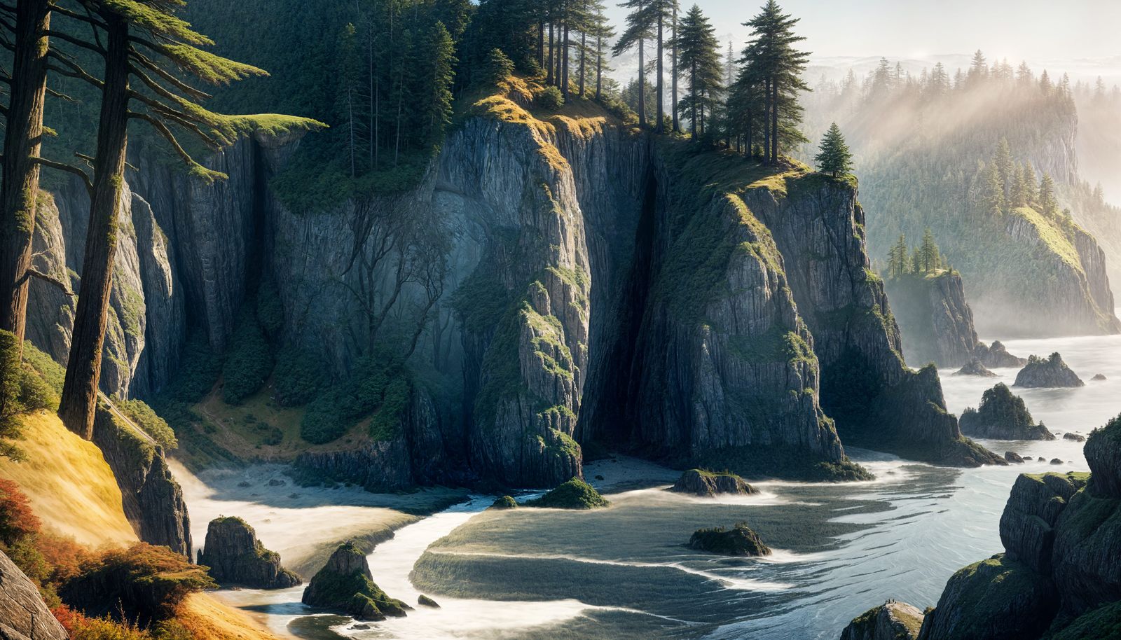 Pacific Northwest Coast Cliffside Landscape Painting