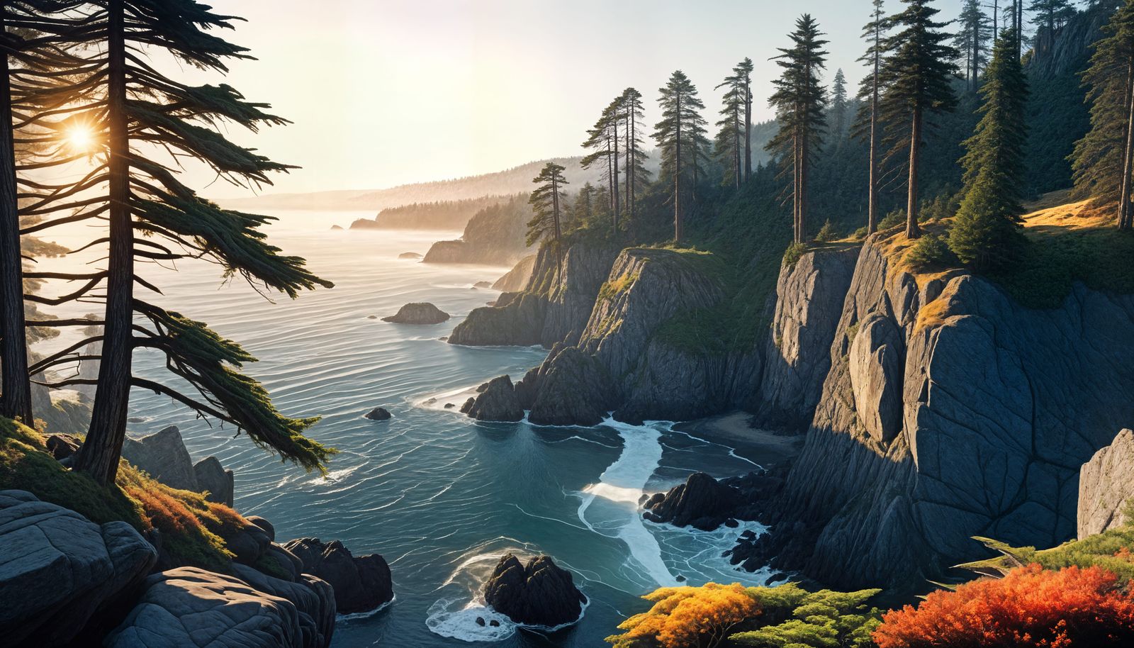 Pacific Northwest Coast Cliffside View at Dawn