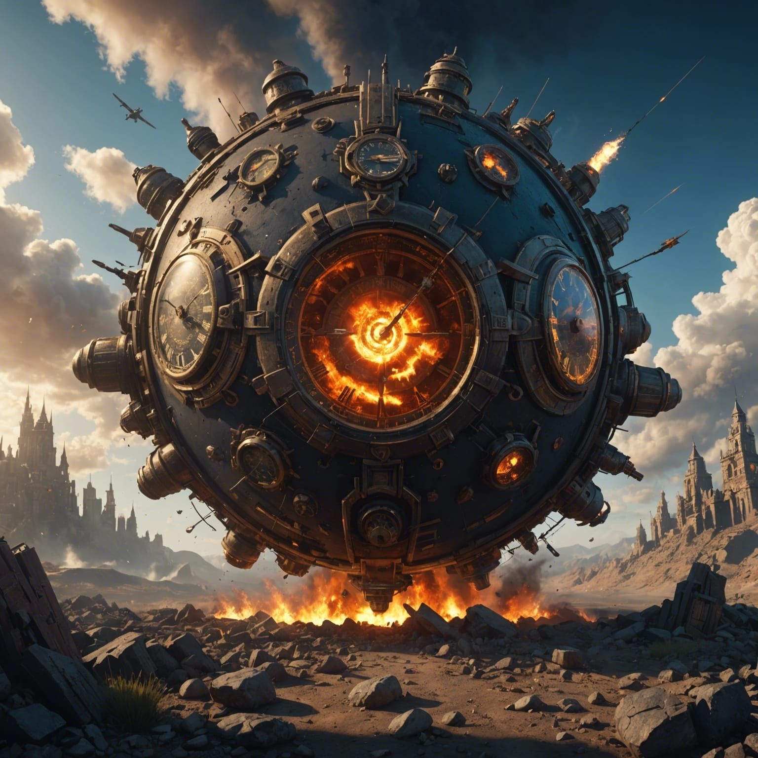 Time Disrupting Bomb in Detailed Matte Painting