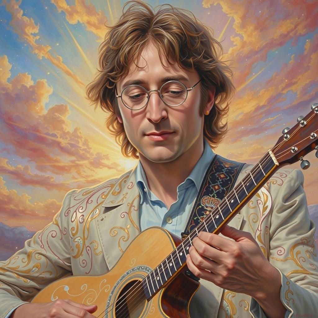 John Lennon in Heaven: A Rothko-Bosch-Kinkade Fusion